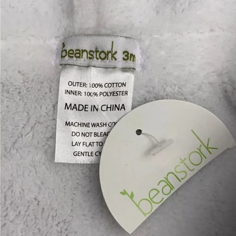 NWT BEANSTORK Baby HOODED CARDIGAN Jacket Blue White Knitted Fax Fur Lining 3M